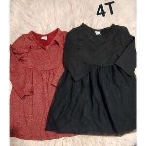 Toddler Girl Red‎ and Black Dresses Set of 2. Size 4T